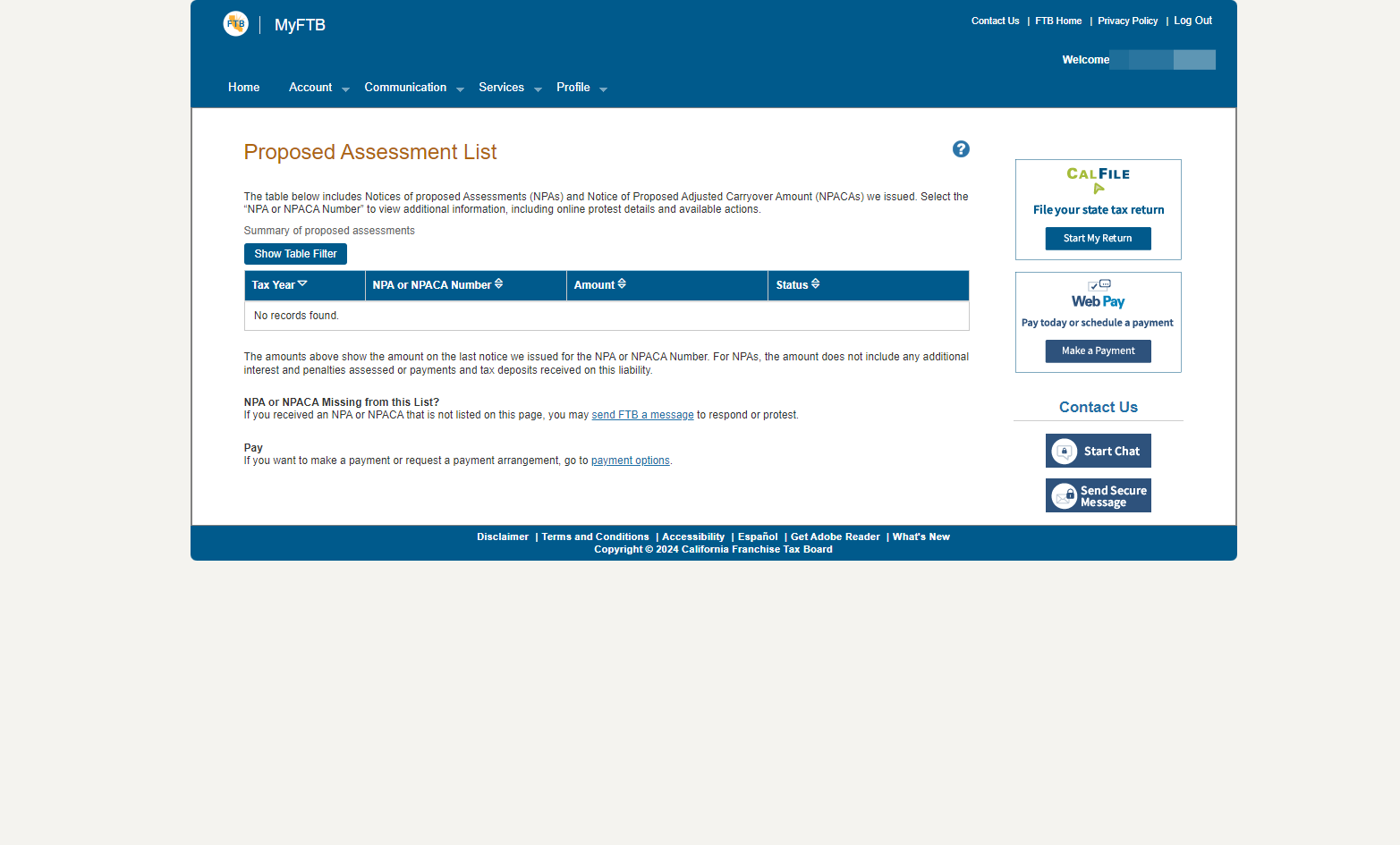 The page in the screenshot below will contain a summary of proposed assessments