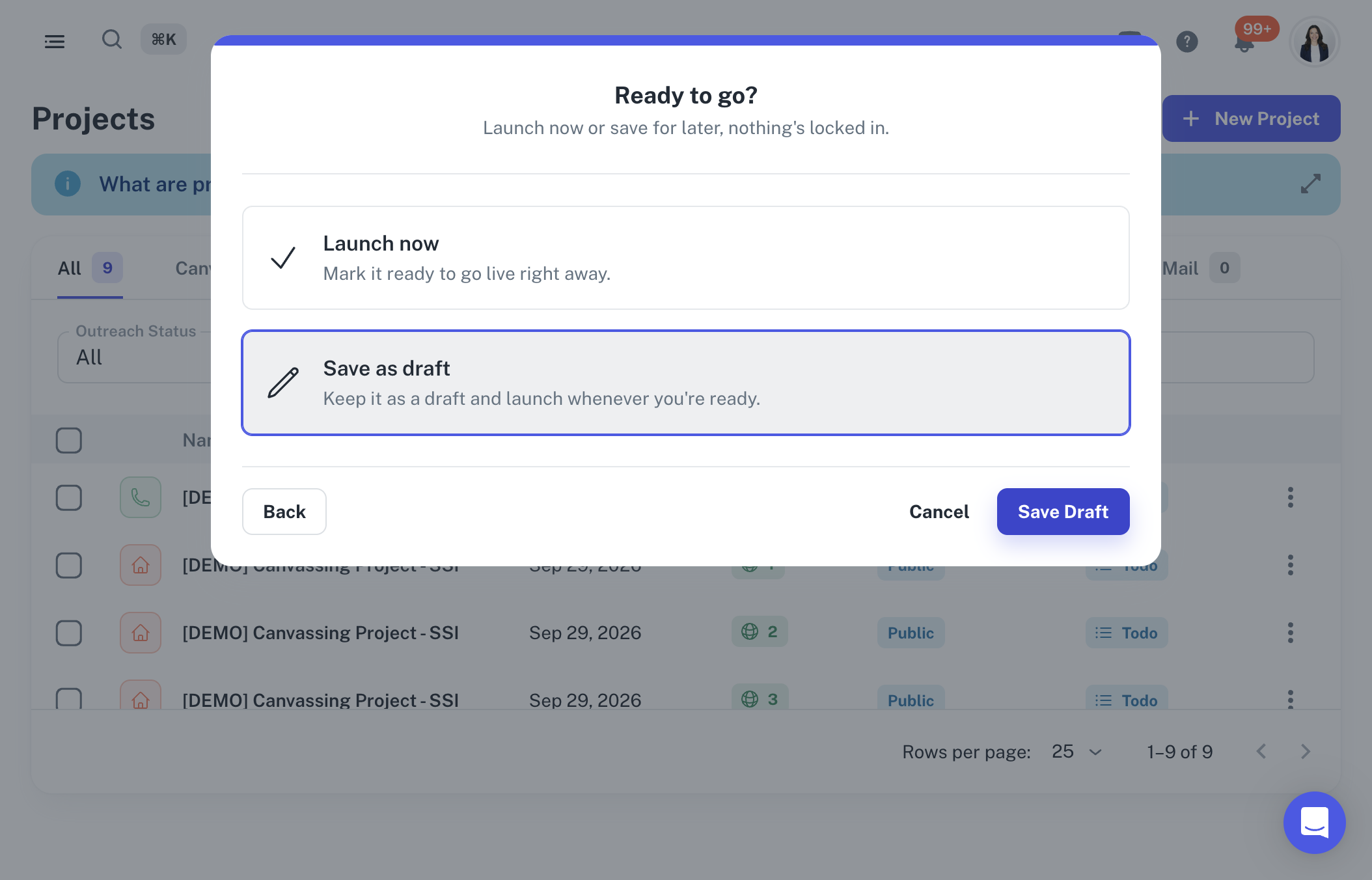 A. Click on Save as draft… B. Click on Save Draft