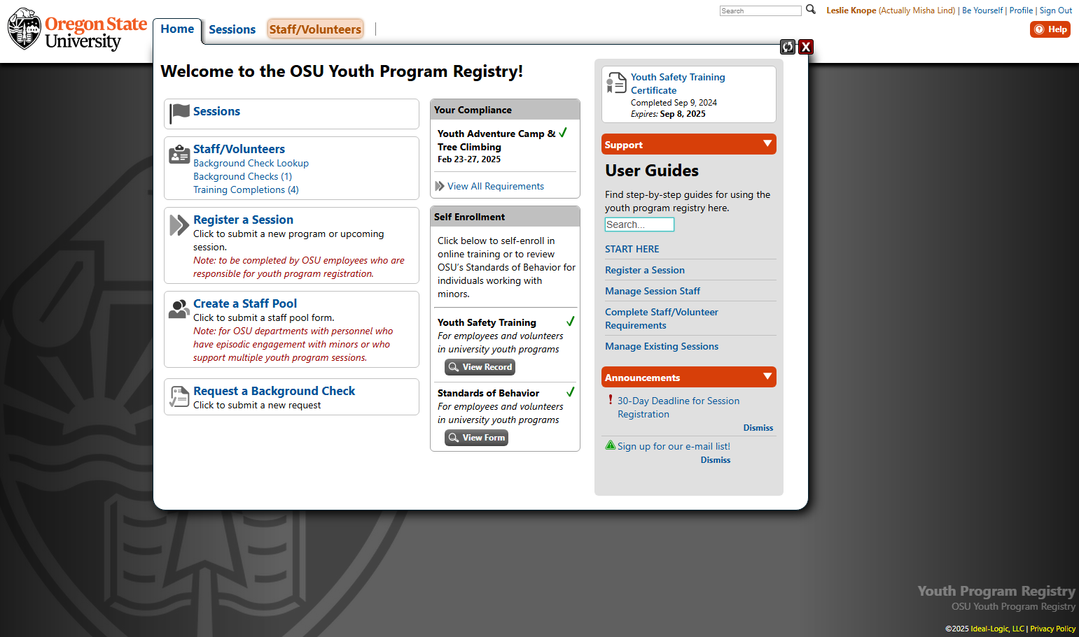 Click on Staff/Volunteers