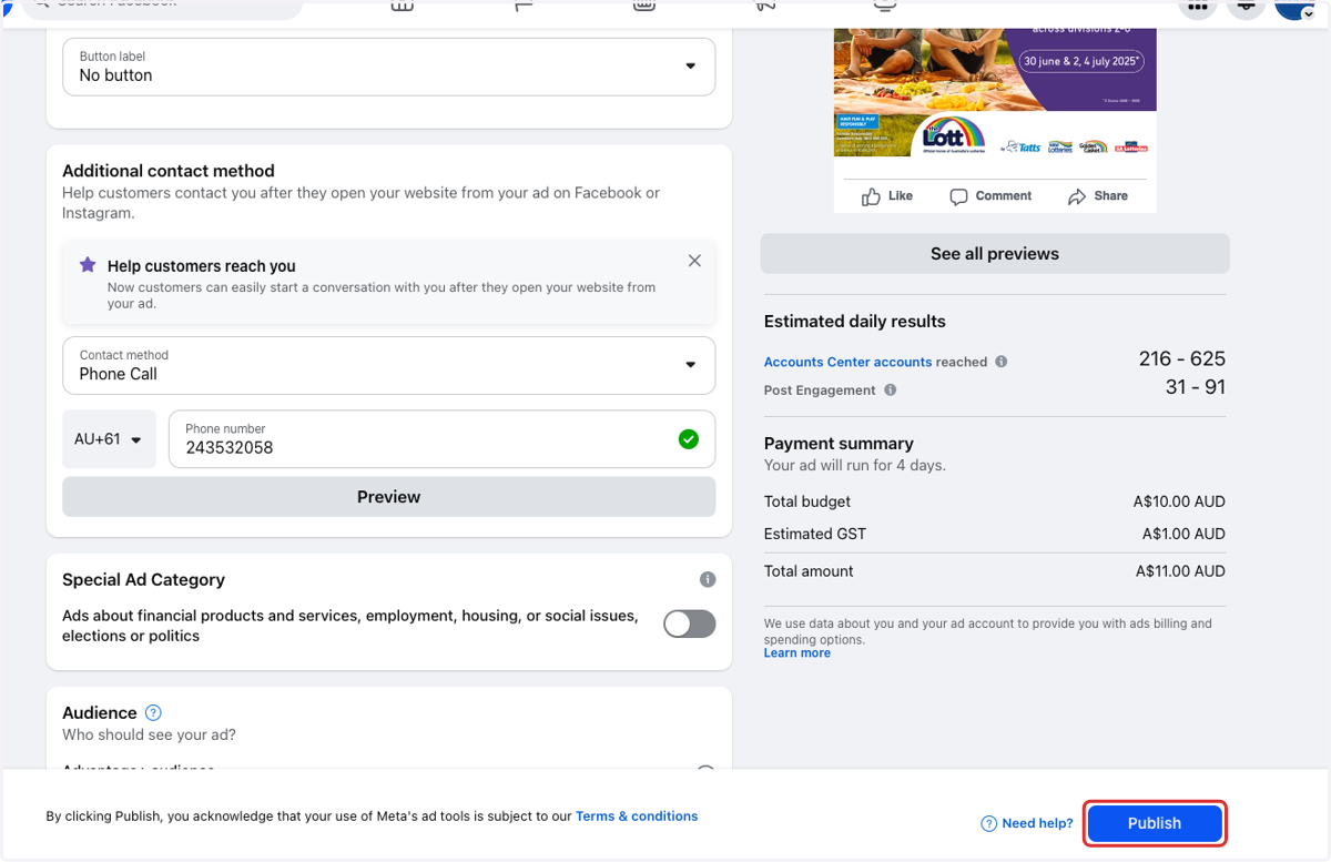 Click on Publish