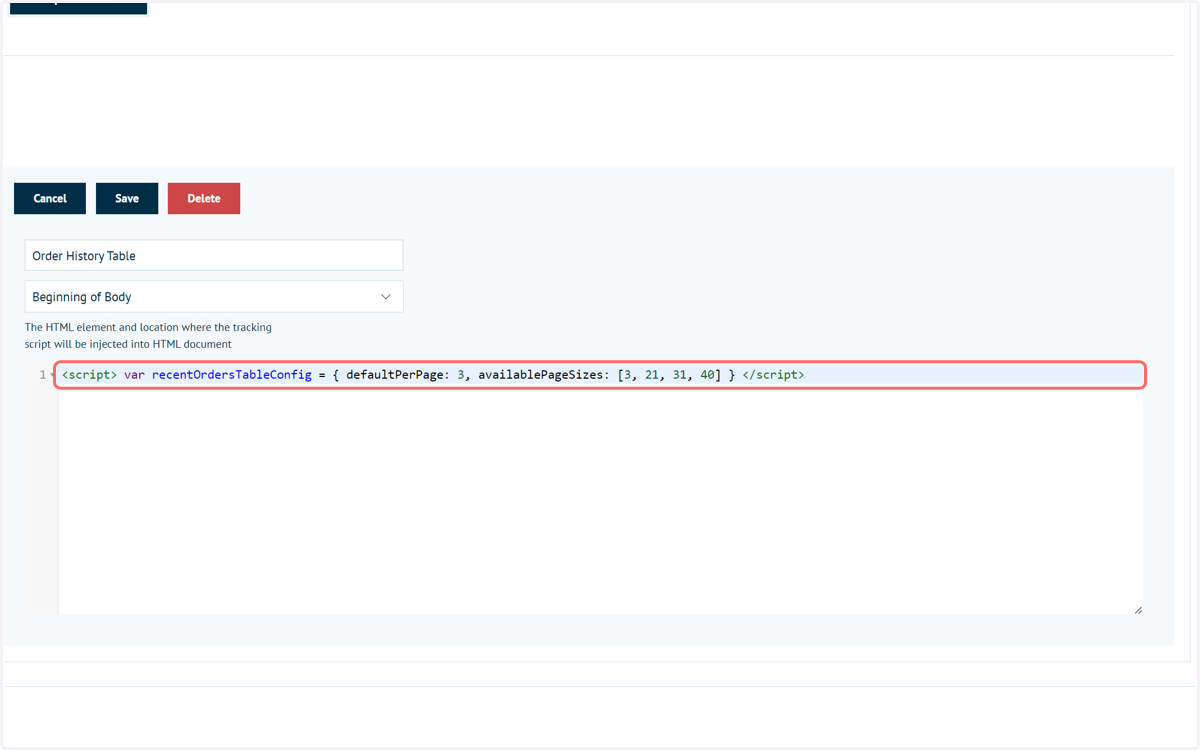 Input the required script