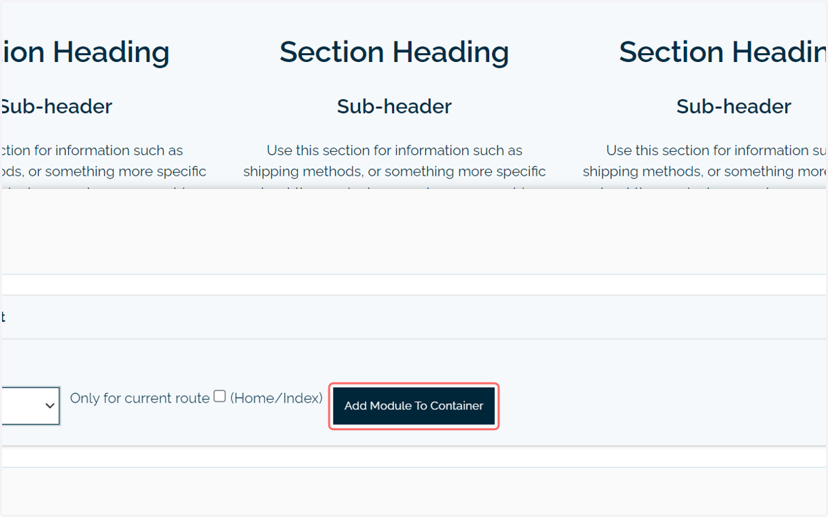 Click on Add Module To Container