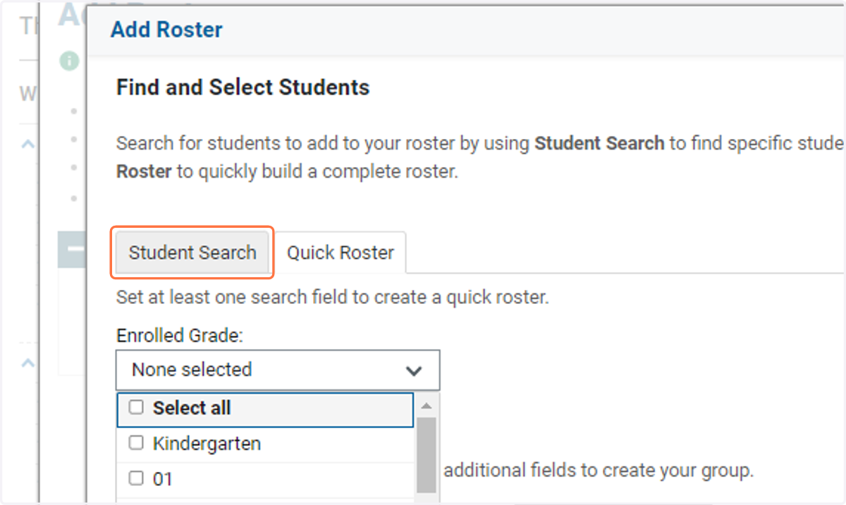 Click on Student Search