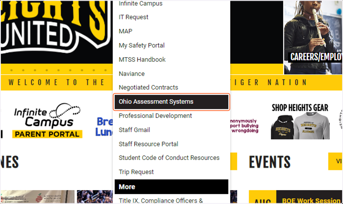 Hover over Staff and click on Ohio Assessment Systems