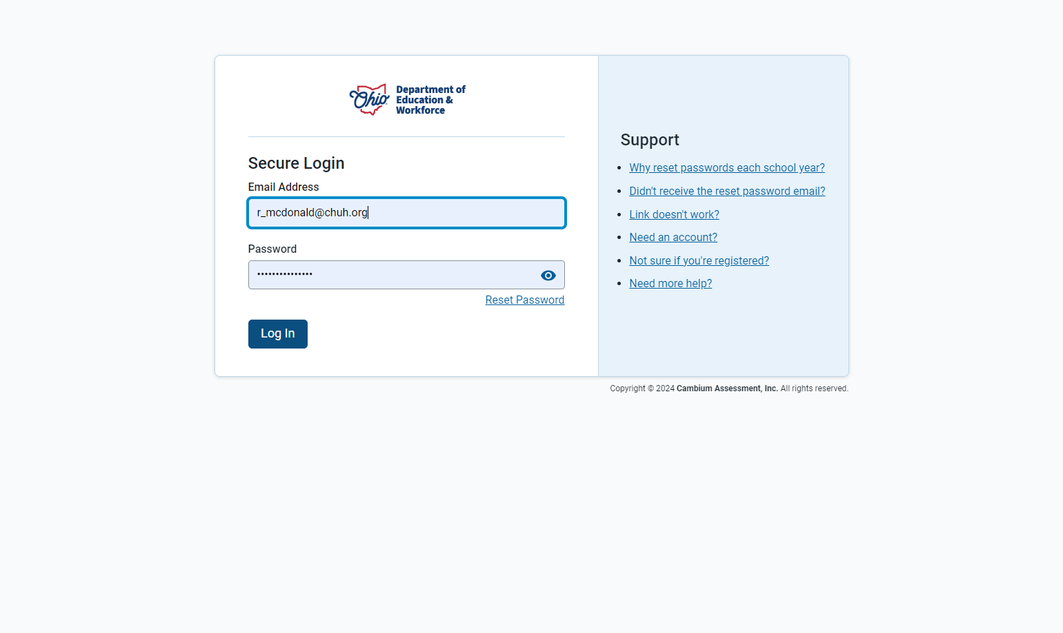 Enter your Username and Password then click on Log In