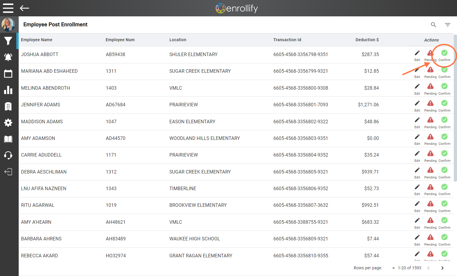 To validate without viewing the PDA simply click 'Confirm'