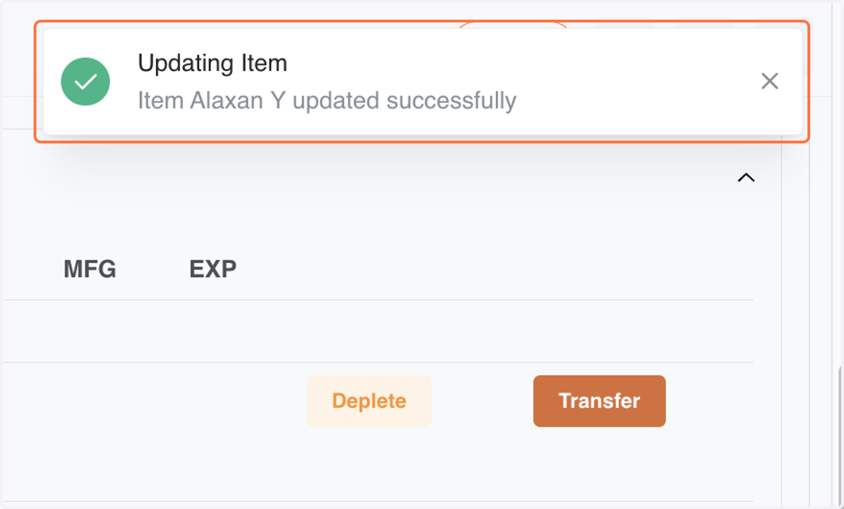 After that, you will see a notification that the Item was updated successfully