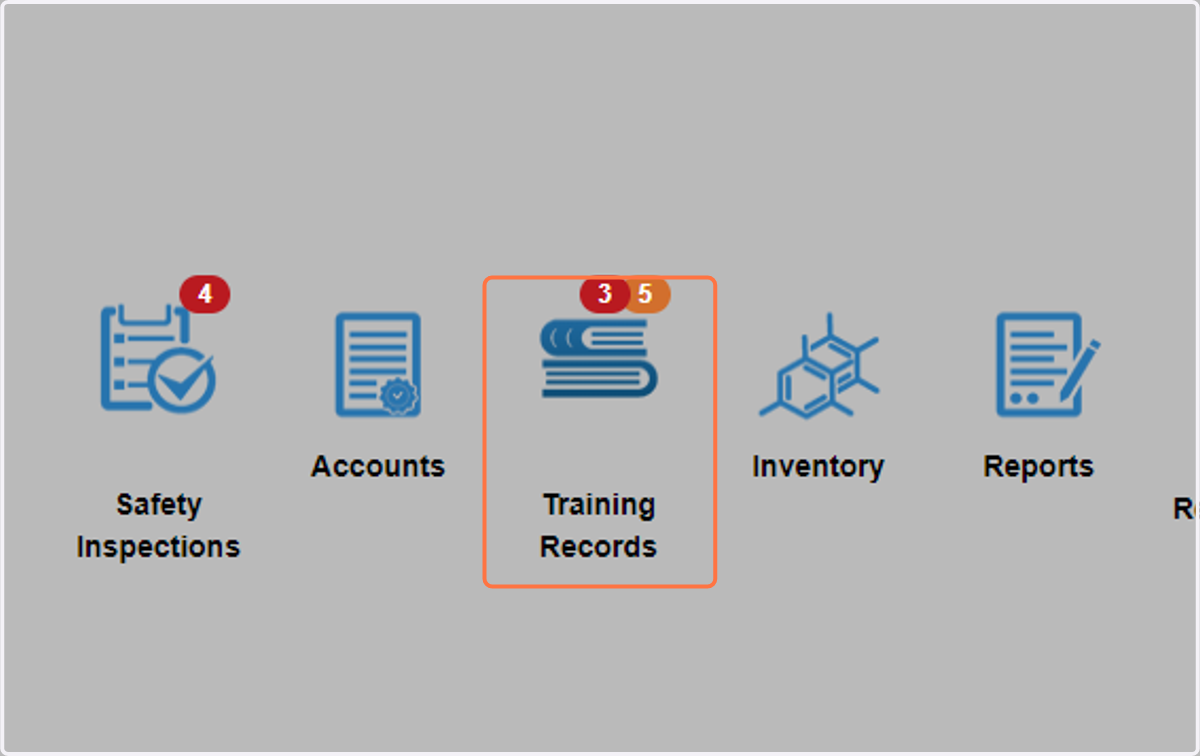 From the homepage, click on "Training Records"