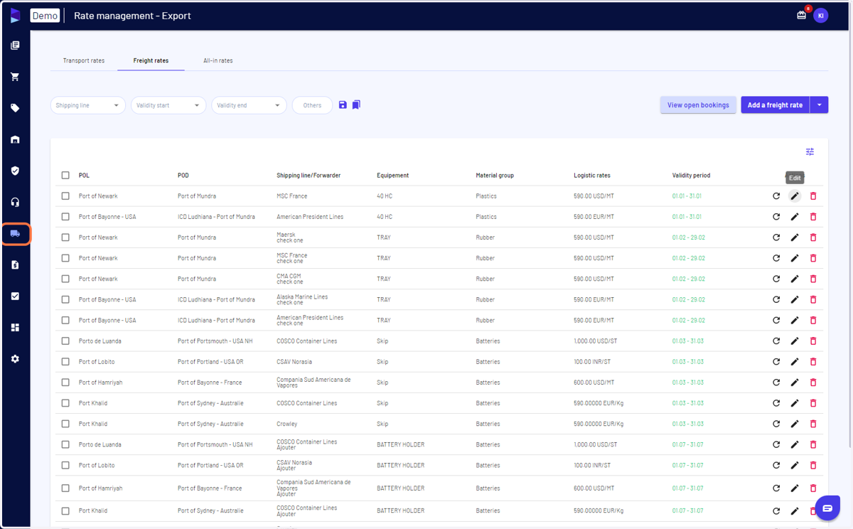 You can access the same from the 'Rate management - Export' page