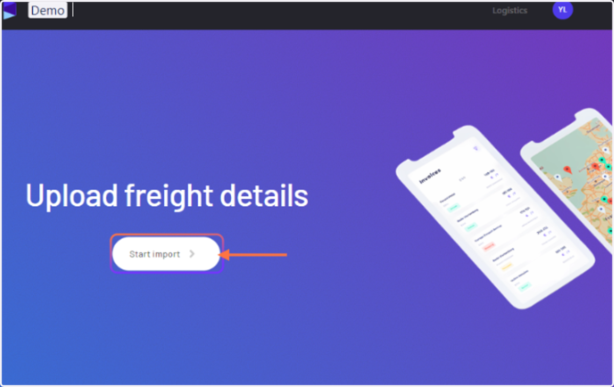 Click on 'Start Import' in the 'Freight' menu
