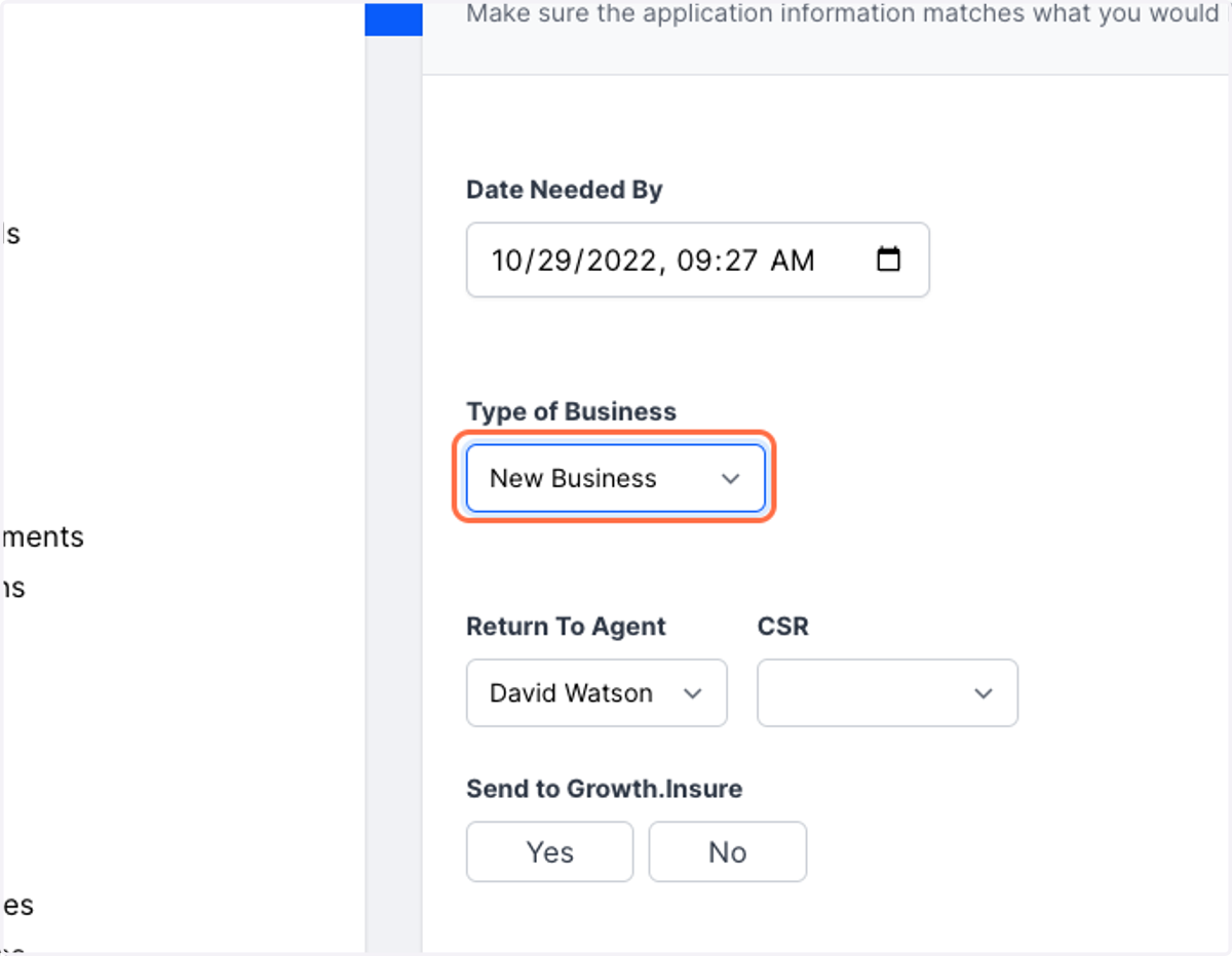 Define the type of business we are working on