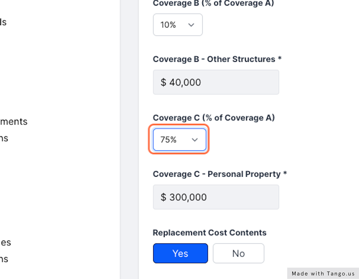 You can increase or decrease these percentages by click on the dropdown and selecting the new value.