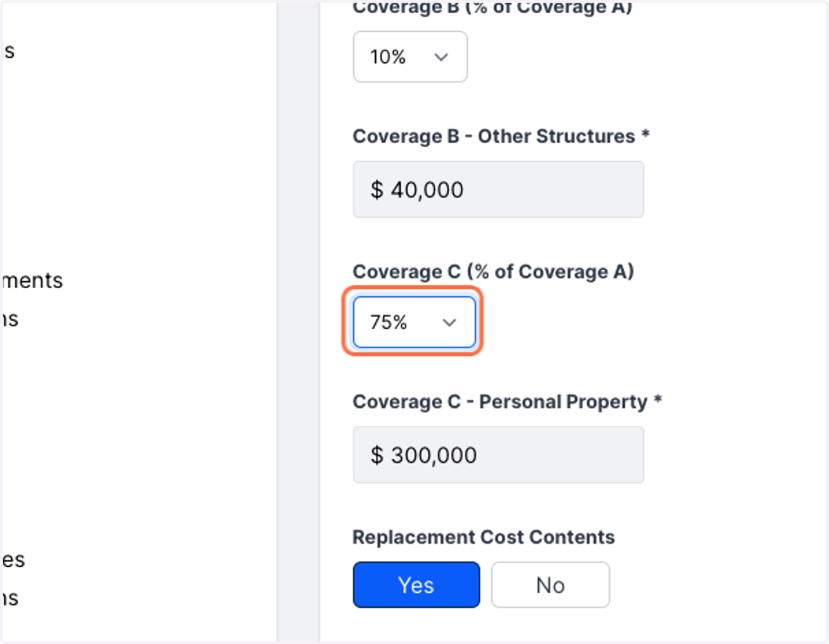 You can increase or decrease these percentages by click on the dropdown and selecting the new value.