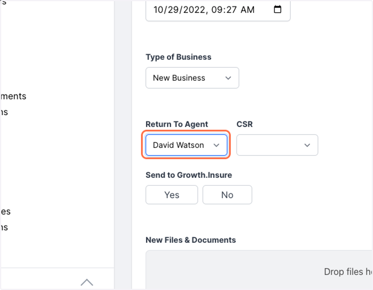 You can change who the Risk Profile & Quotes are sent to by selecting the Return to Agent