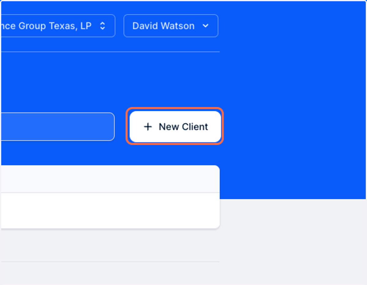 Click on New Client