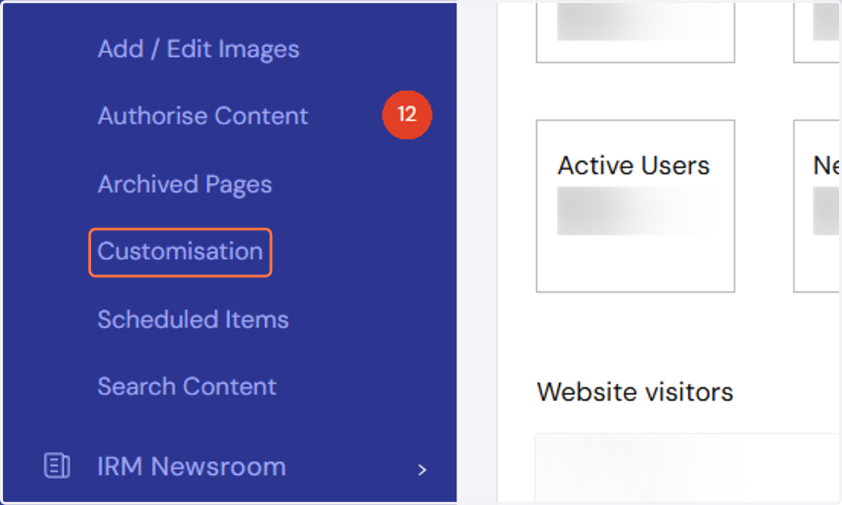 Click on Customisation.