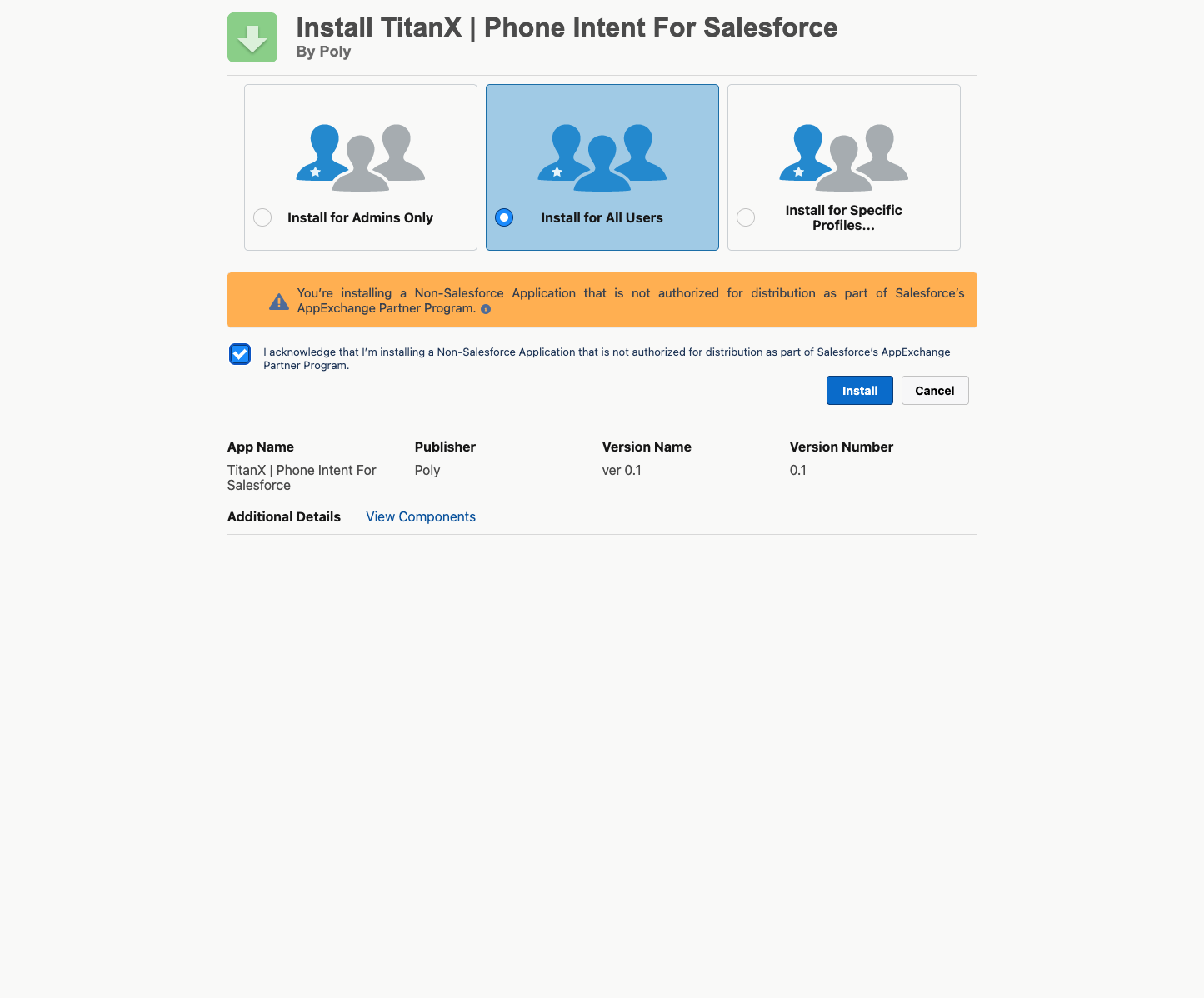 Click on Install
