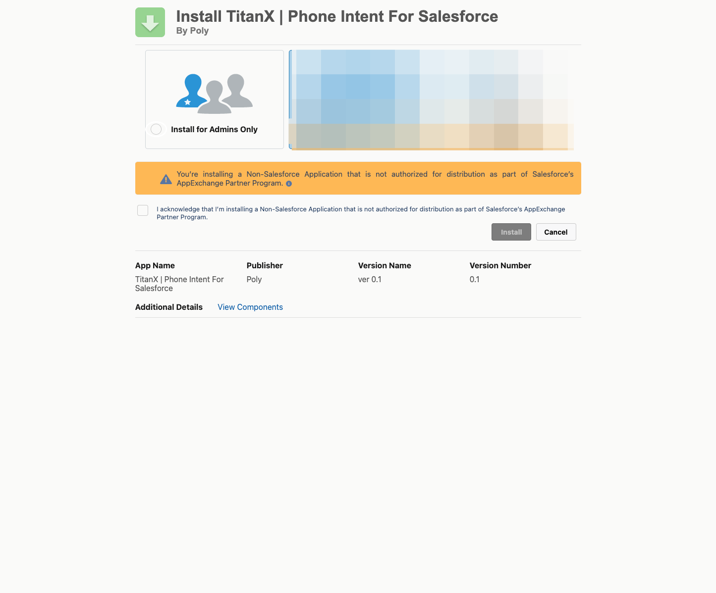 Select Install for Admins Only