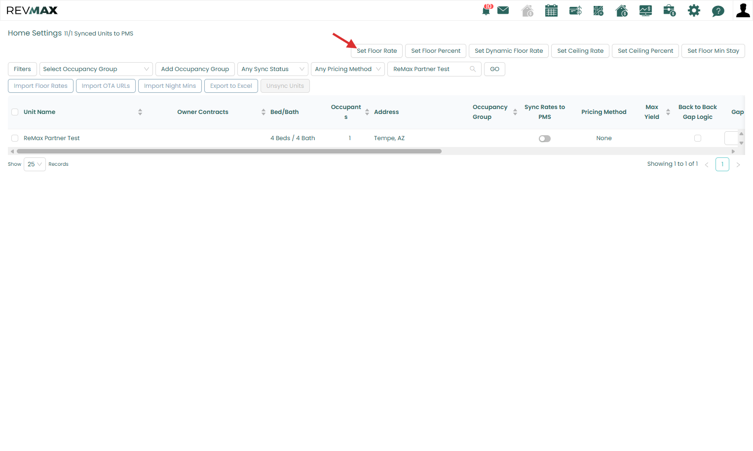 If you prefer to assign different floor rates per unit, you can close the alert and manually configure the floor rates on each or a selected group of units.