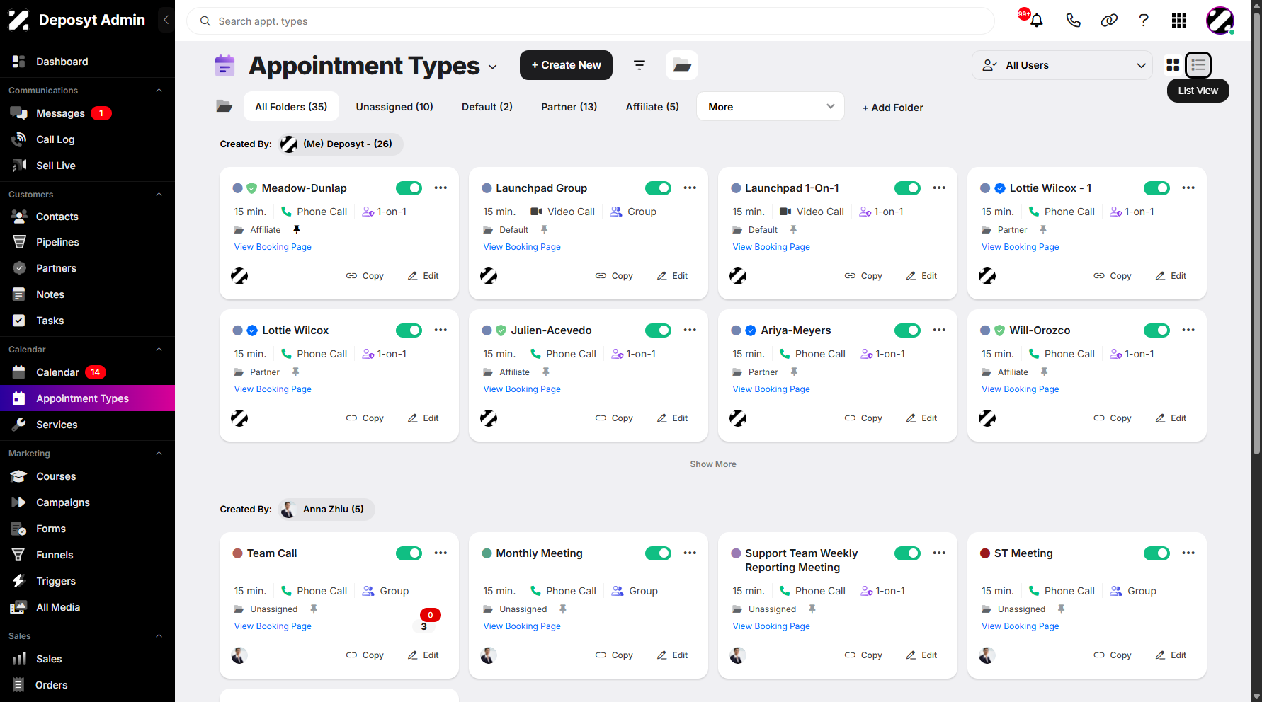 Step 3: Click on List View to change the dashboard display.