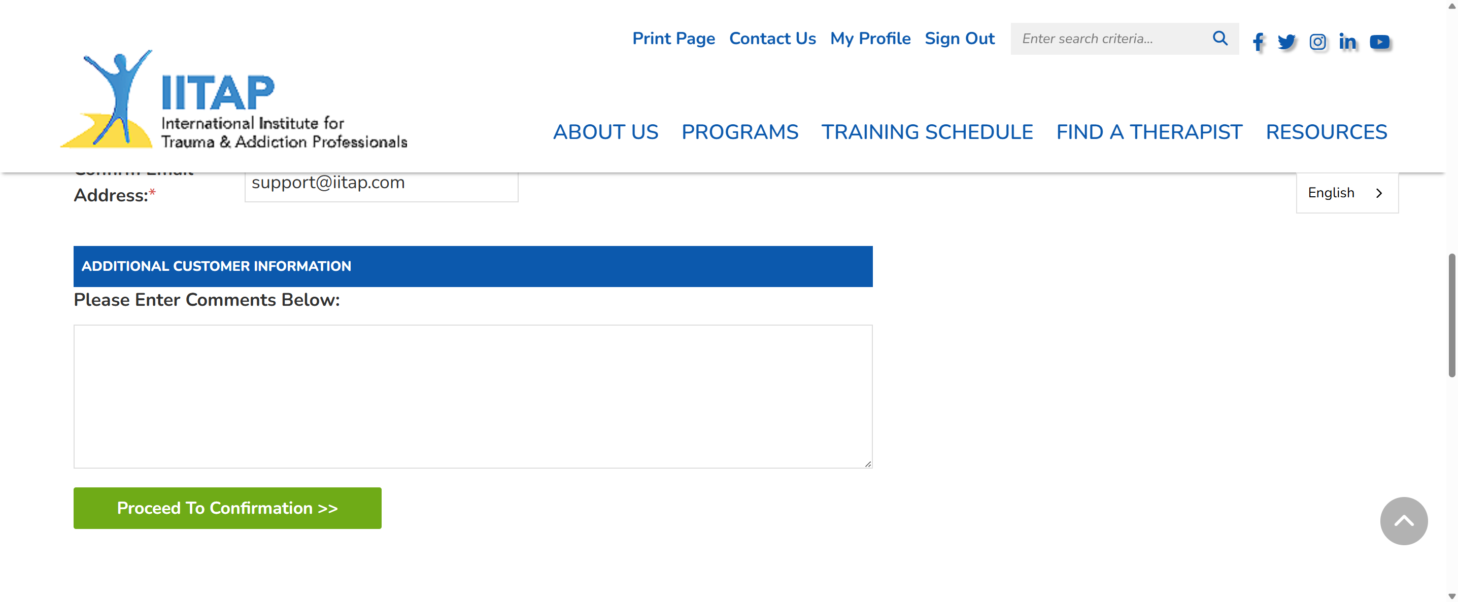 Click on Proceed To Confirmation >>