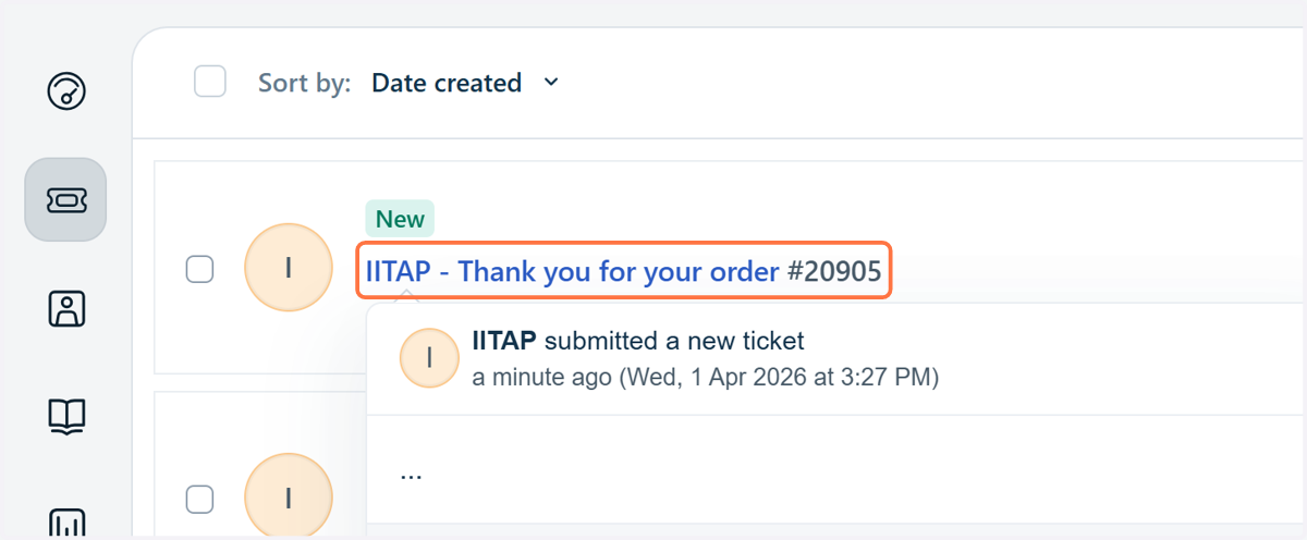Click on IITAP - Thank you for your order #20905