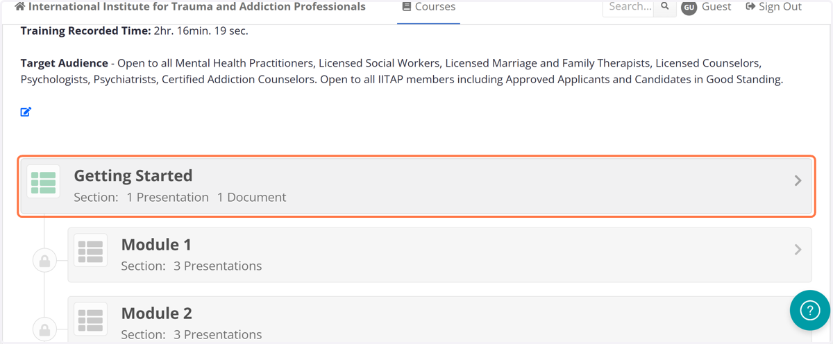 Click on Section - Getting Started
