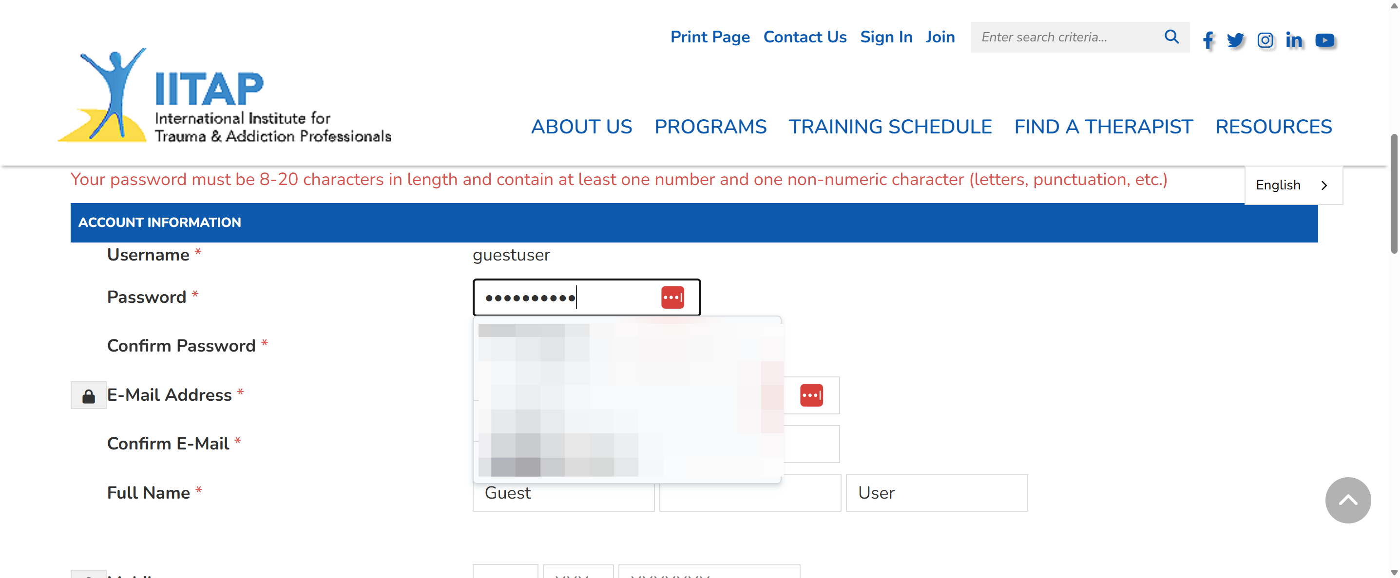 Click on Password