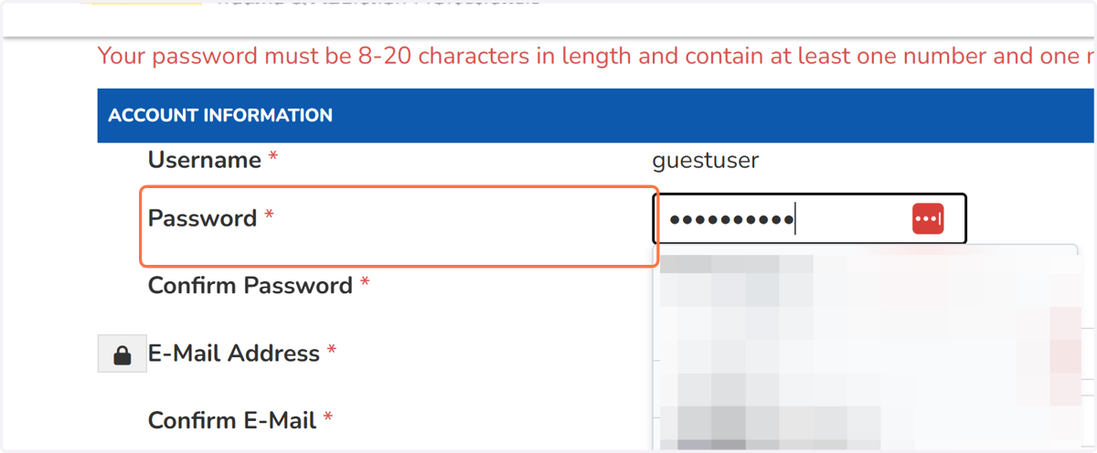 Click on Password
