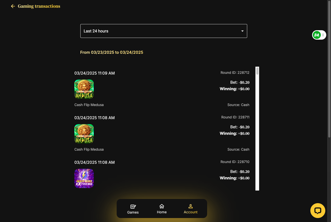 Click on the timeframe dropdown at the top of the page. This lets you choose how far back you’d like to view your game activity...