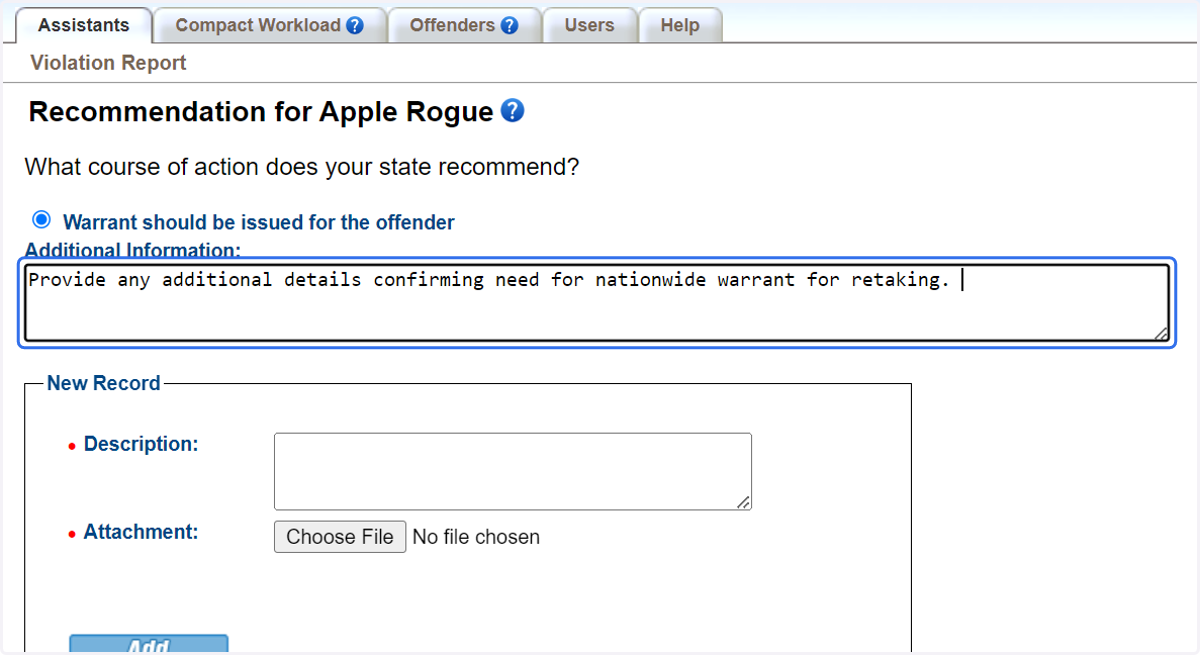Provide any additional details confirming need for nationwide warrant for retaking.