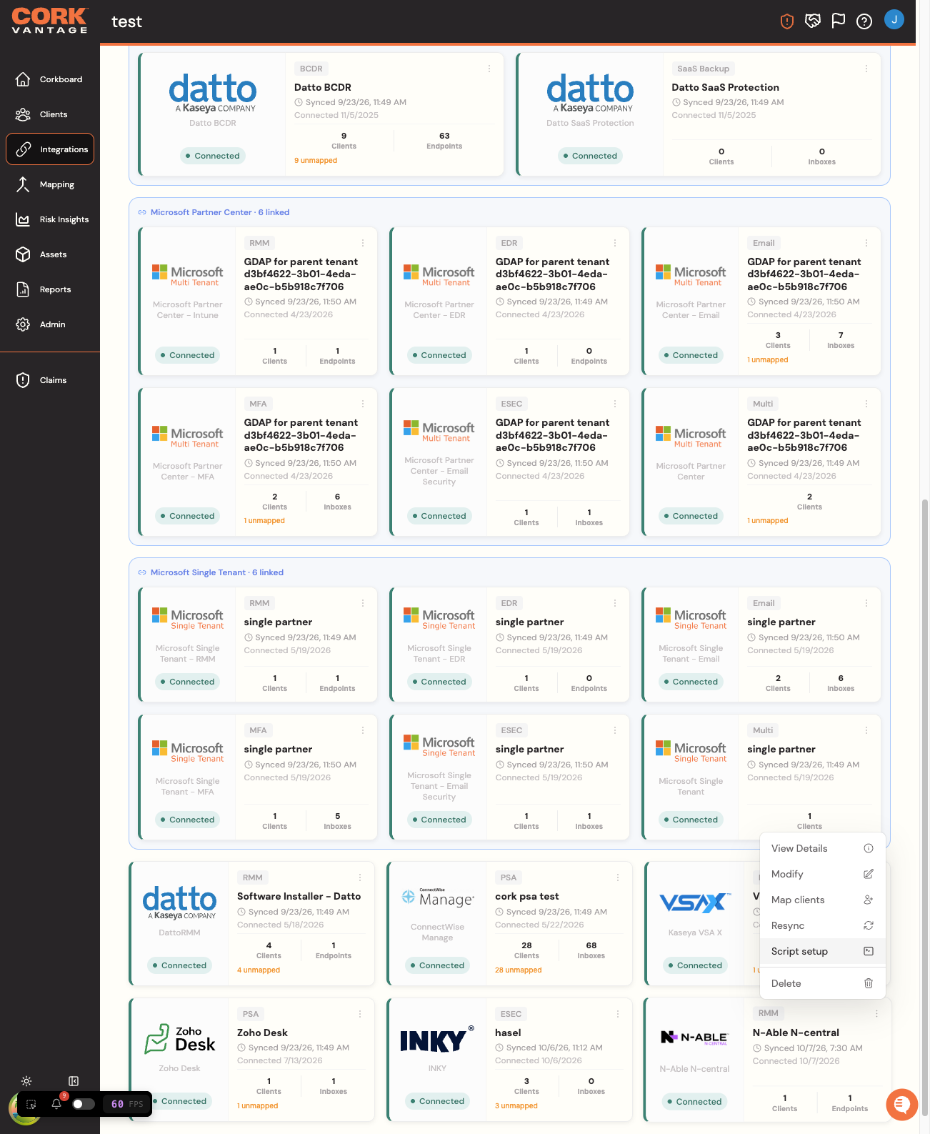 A. Click on Integration actions B. Click on Script setup