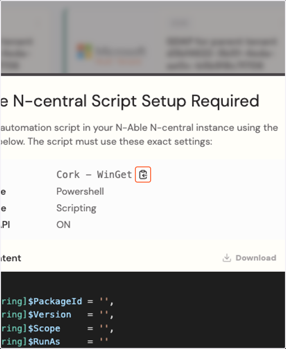 Click on Copy Script name