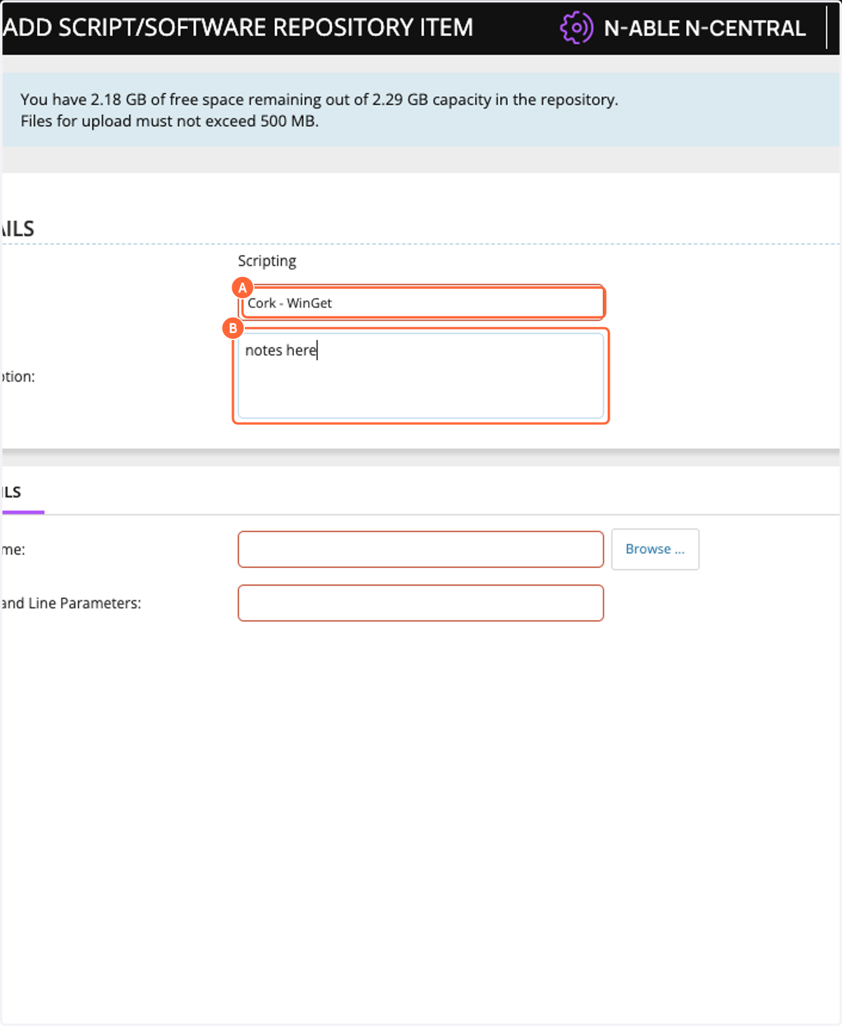 A. Paste text into input B. Type a description of your choosing
