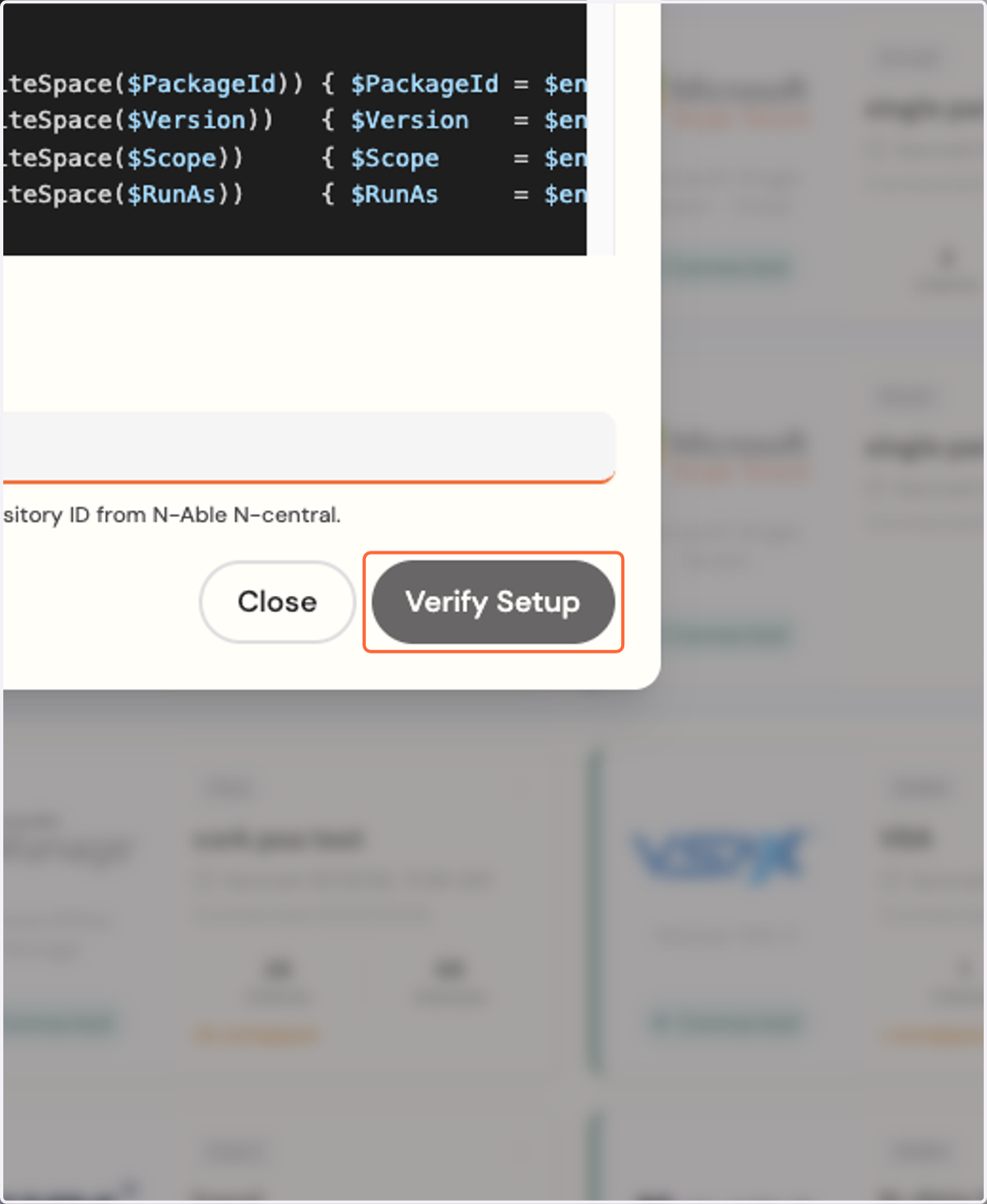 Click on Verify Setup