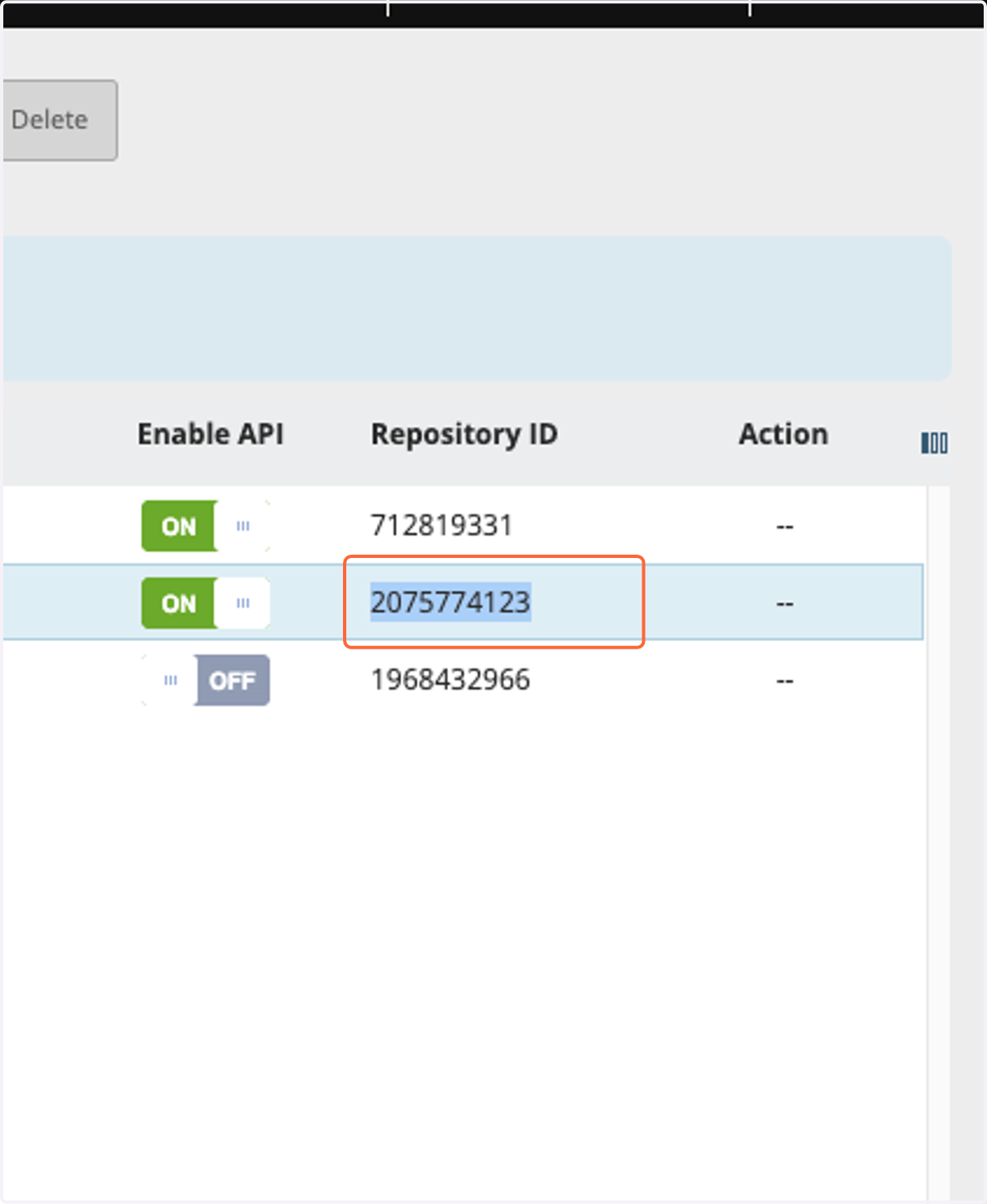 Copy Repository ID