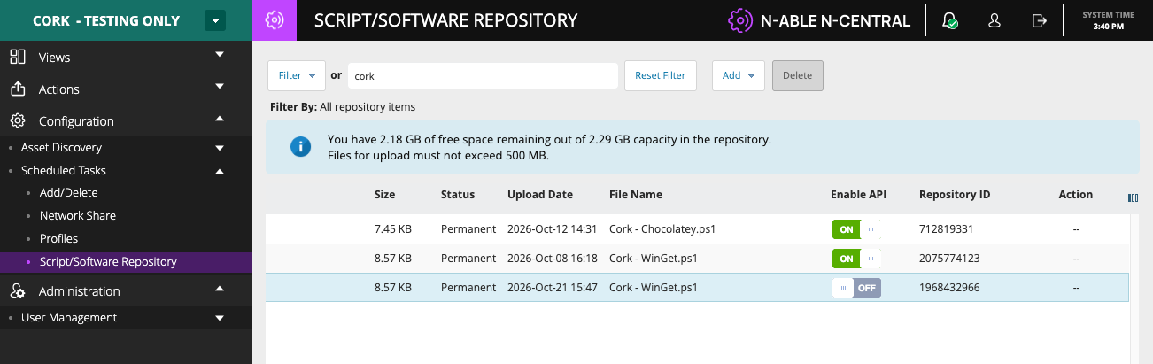A. Scroll over B. Click the Off button under "Enable API"