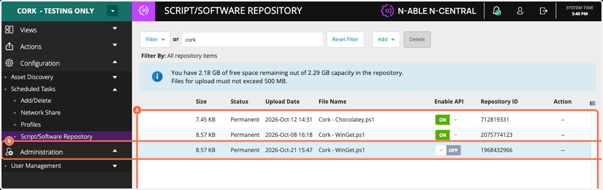 A. Scroll over B. Click the Off button under "Enable API"