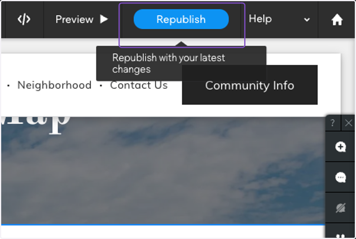 Click on Republish (or Publish) to send your changes live