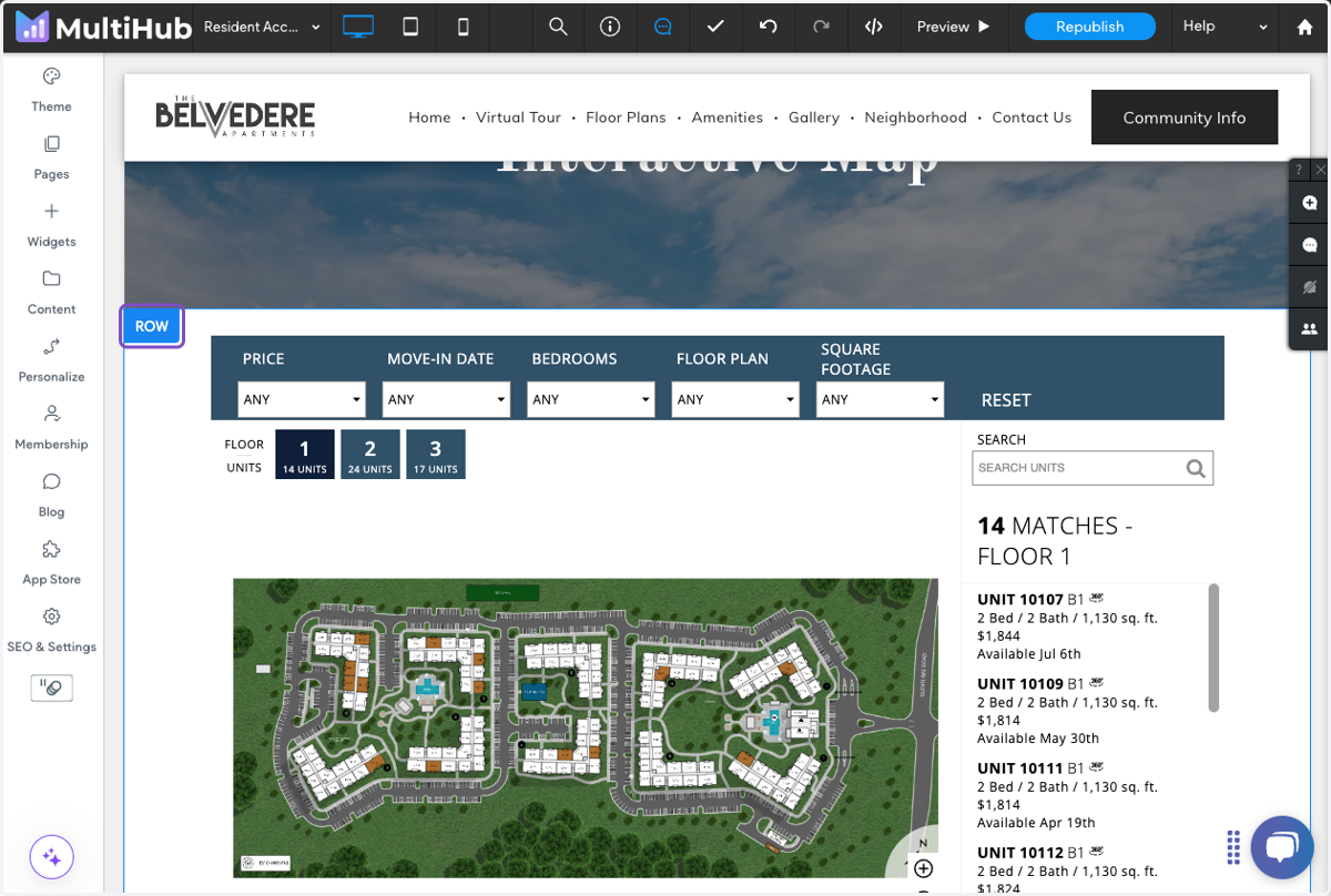 Click on Row and select Edit Design