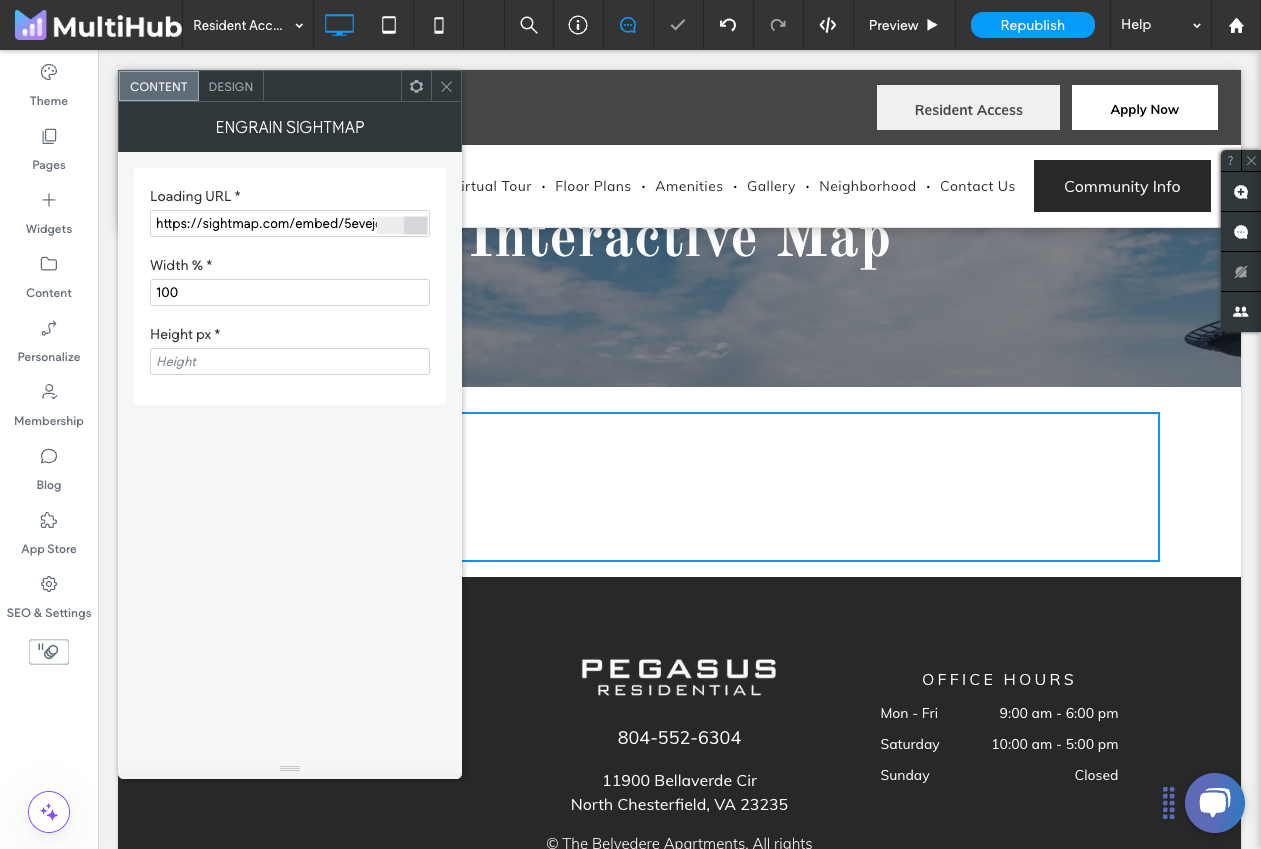 Paste in the SightMap embed URL.