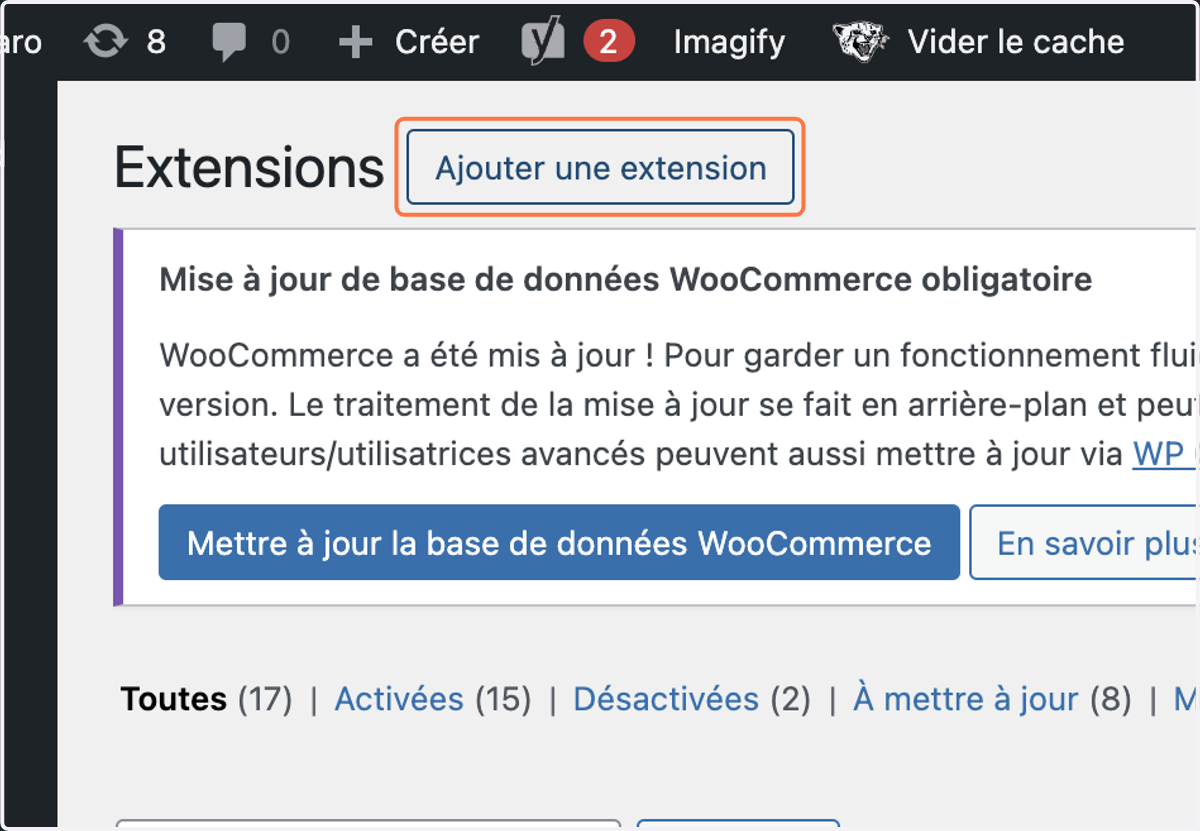 Cliquer sur Ajouter une extension