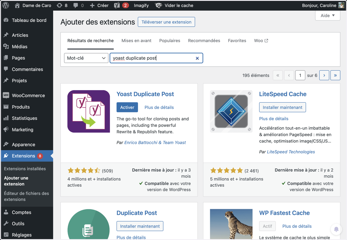 Cliquer sur Rechercher des extensions