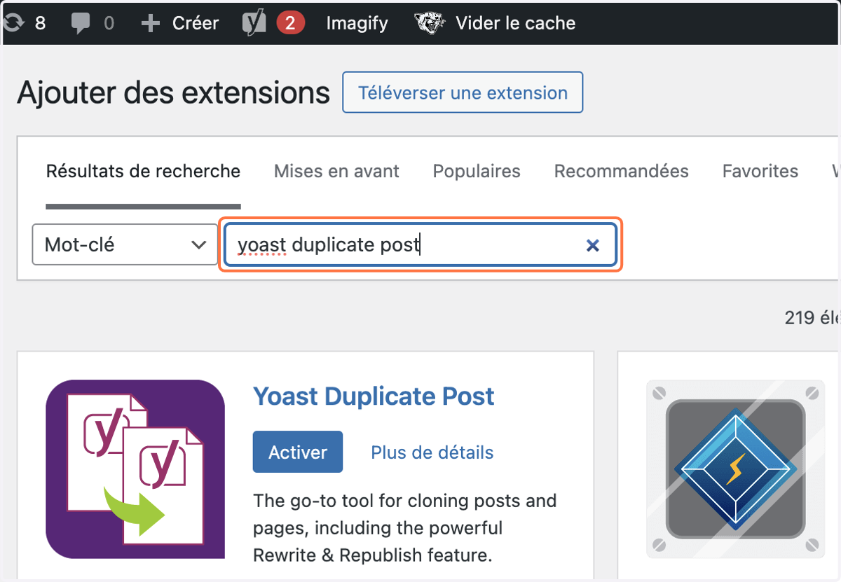 Taper "yoast duplicate post"