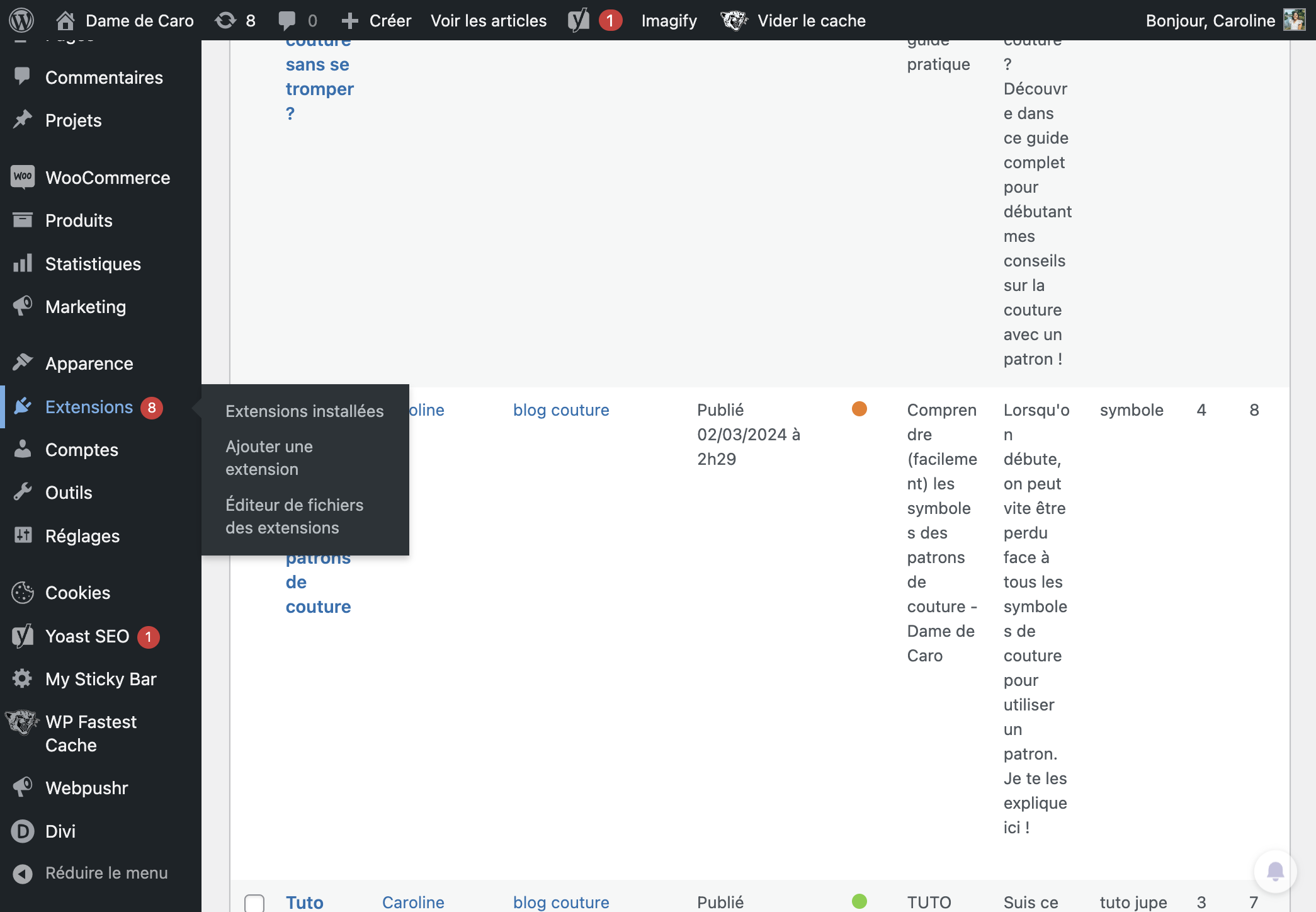 Cliquer sur Menu principal