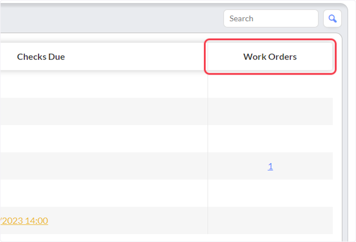 The Work Orders column displays the number of current work orders that are associated with that station. Click on the number to be redirected to the station's Work Order view.