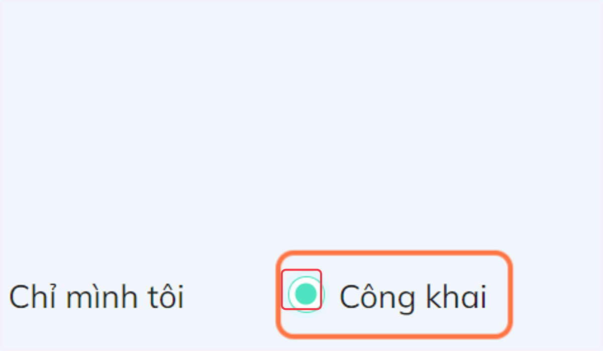 Nhấn chọn "Công khai" để ai cũng thấy được câu hỏi