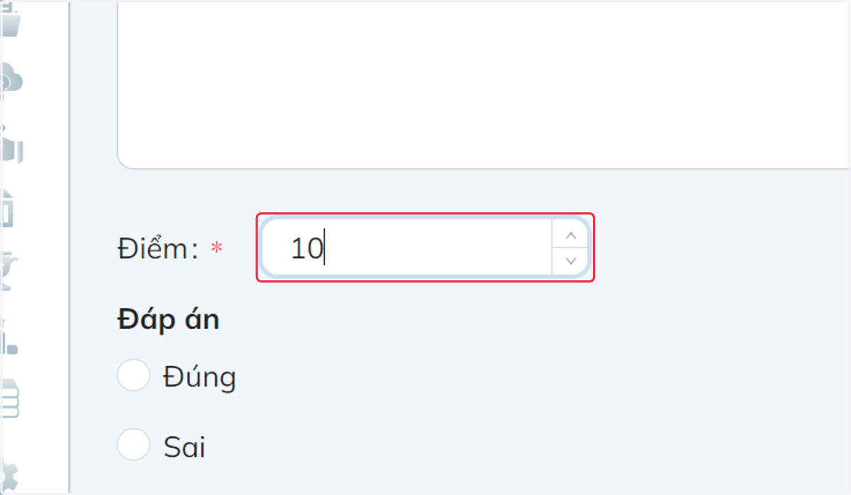 Tại khung "Điểm", nhập điểm