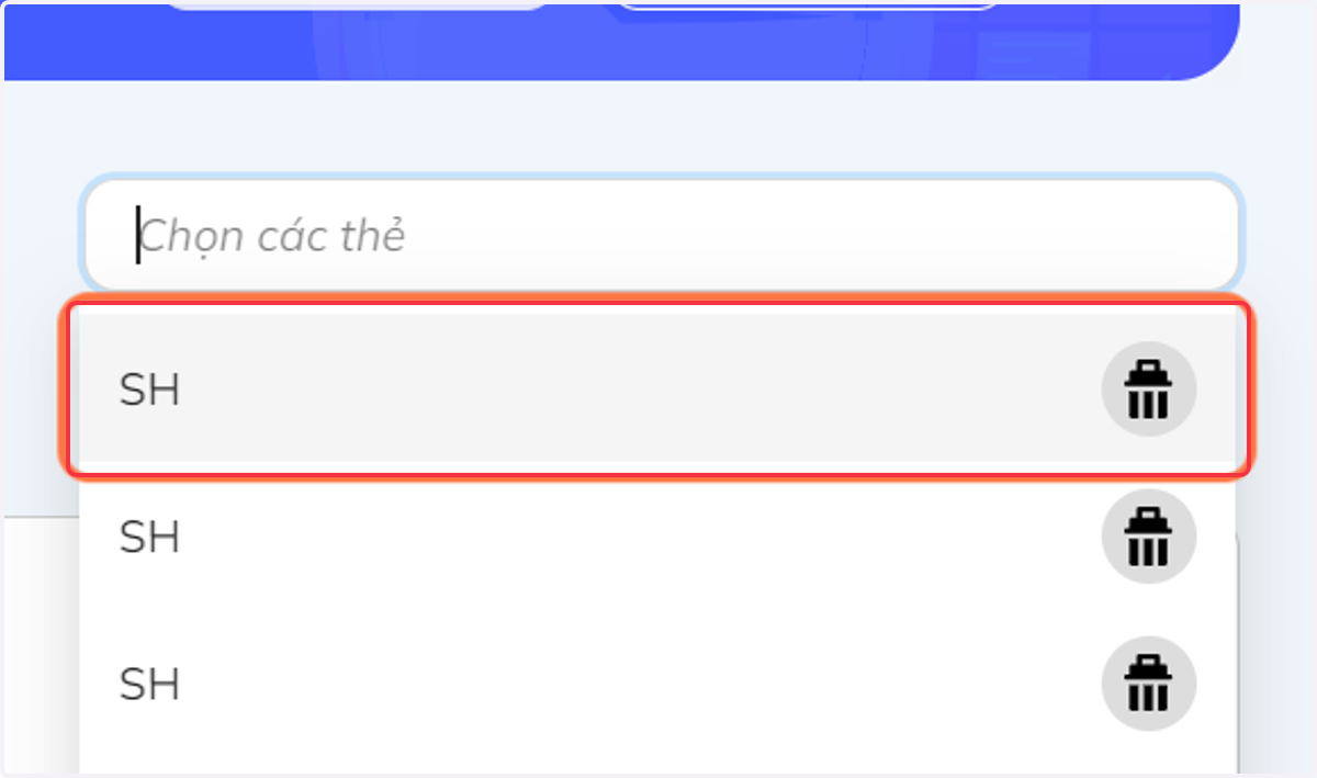 Nhấn chọn vào thẻ vừa tạo