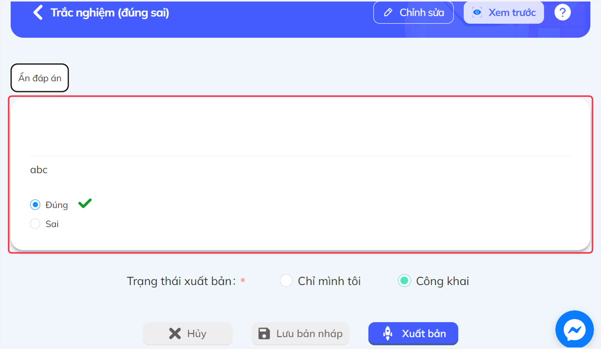 Màn hình sẽ hiện lên kết quả